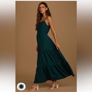 Magical Soiree Dark Teal Blue Sleeveless Tiered Maxi Dress